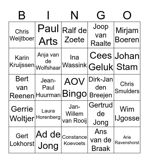 AOV Bingo Card