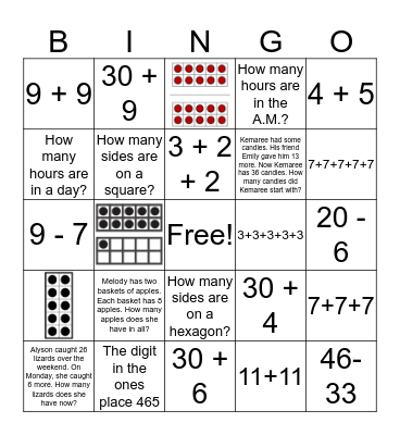 2nd Grade World Math Day Bingo Card