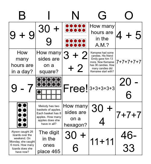 2nd Grade World Math Day Bingo Card