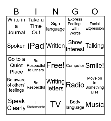 Communication BINGO Card