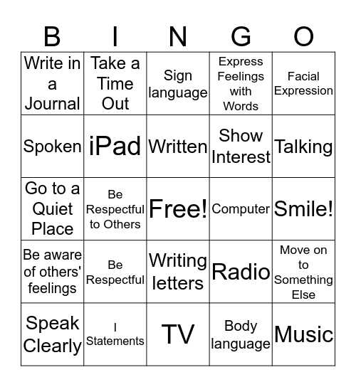 Communication BINGO Card