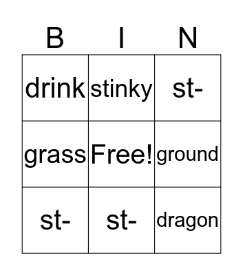 Consonant Blends Bingo Card