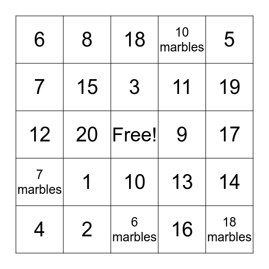 2nd Grade Bingo Card