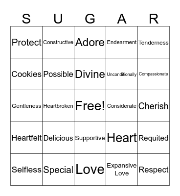 Sugar Cookie Bingo Card