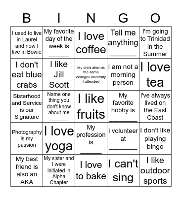 Card 3: Who Am I? Bingo Card