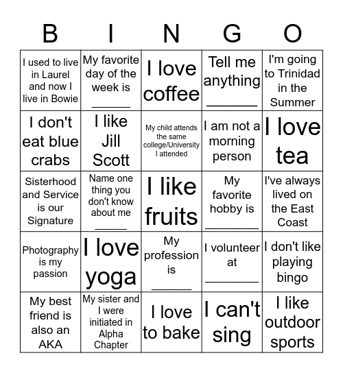 Card 3: Who Am I? Bingo Card