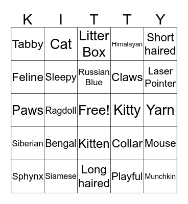 Cat Bingo Card