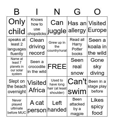 ULTIMATE BINGO Card