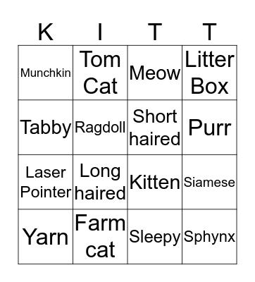 Cat Bingo Card