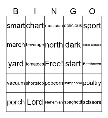 Bingo Week 8 Bingo Card