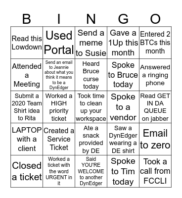 Customer Service Week BINGO Card