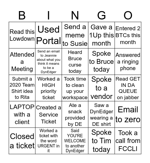 Customer Service Week BINGO Card