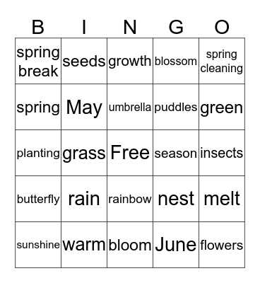 Happy Spring Bingo Card