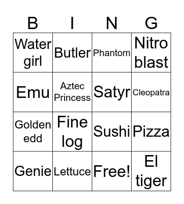 Ckin master bingo Card