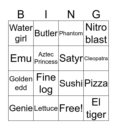 Ckin master bingo Card