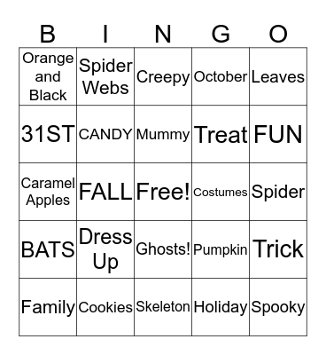 Halloween Bingo Card