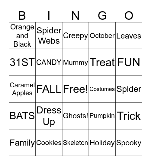 Halloween Bingo Card