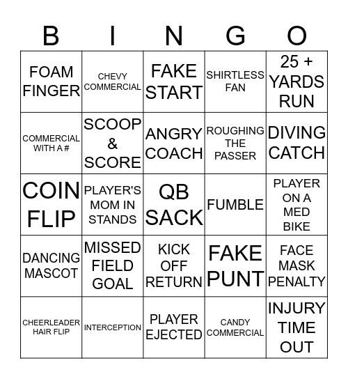 OCTOBER 14, 2019. First Half. X for Bingo! Bingo Card