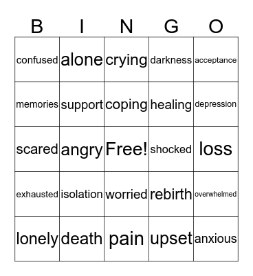 Grief Bingo Card
