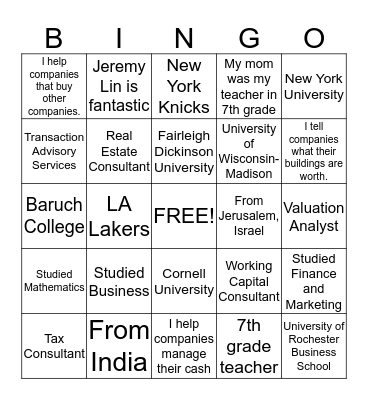 Moneyball BINGO Card