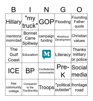 2019 Gubernatorial Debate Bingo Card