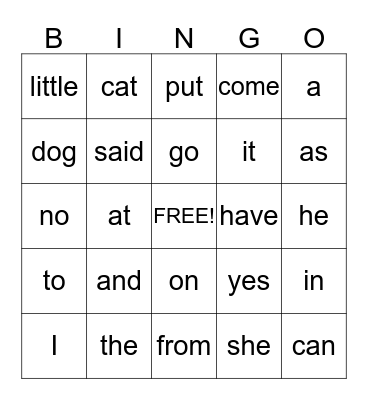 Sight Work Bingo Card