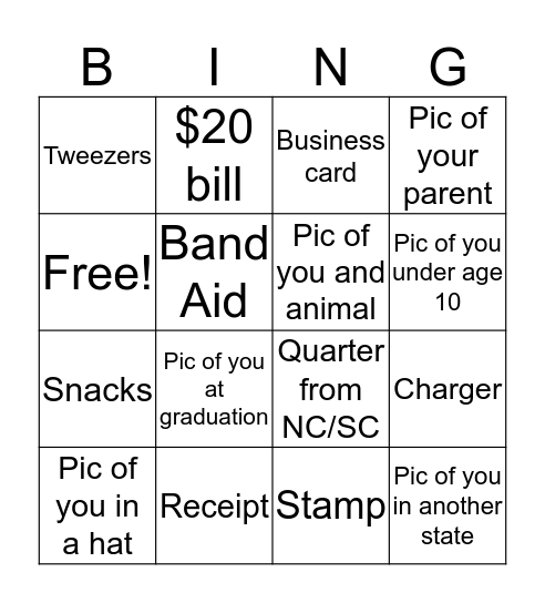 Game Night Bingo Card