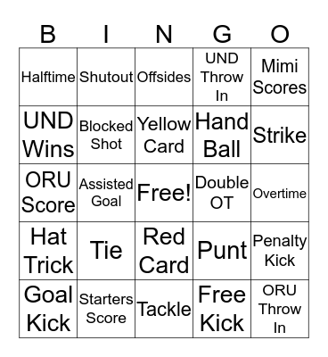 Soccer Bingo Card