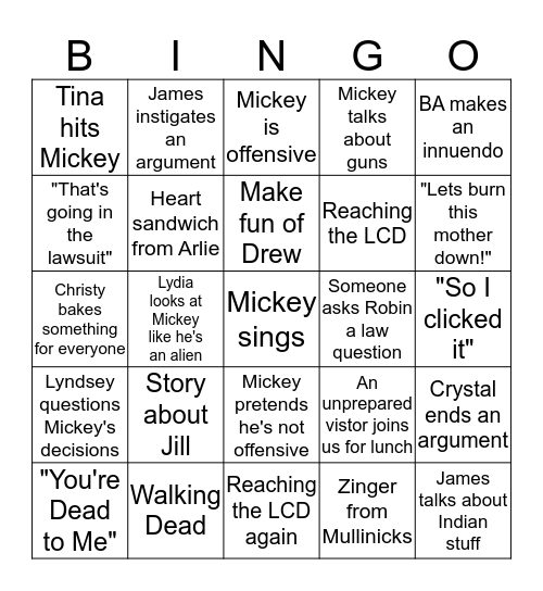 The most awesome lunch ever! Bingo Card