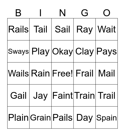 AY and AI BINGO Card