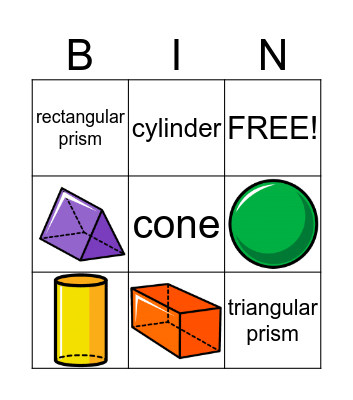 3D Shapes Bingo Card