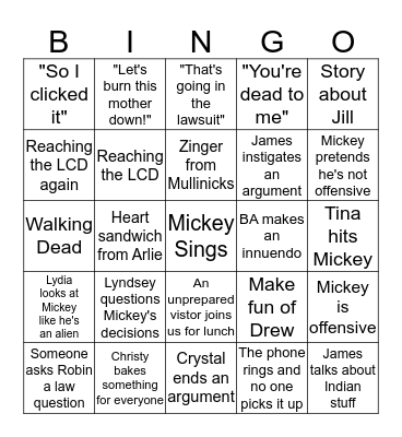 The most awesome lunch ever! Bingo Card