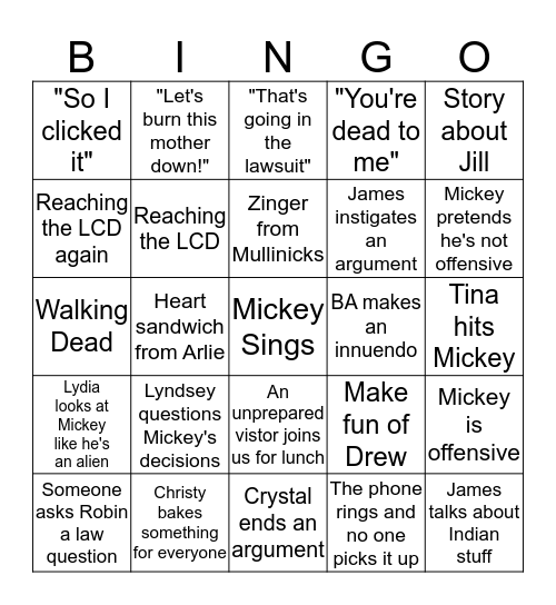 The most awesome lunch ever! Bingo Card