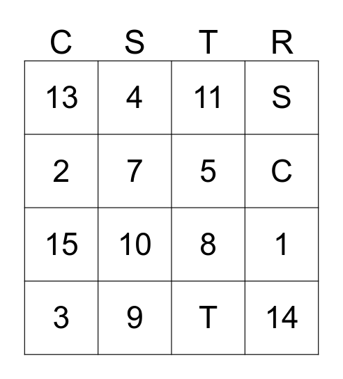 CSTR Bingo Card