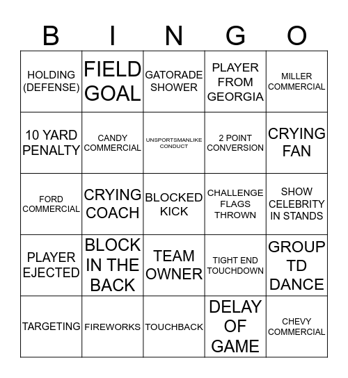 OCTOBER 14, 2019. 2nd Half. X for Bingo! Bingo Card