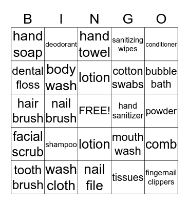 GOOD GROOMING Bingo Card