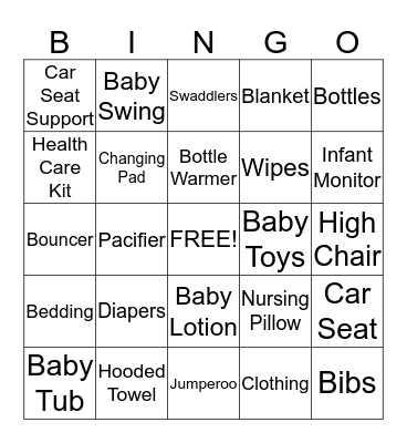 Ashwini Nitin's Baby Shower Bingo Card