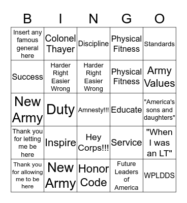 Thayer Dinner  Bingo Card