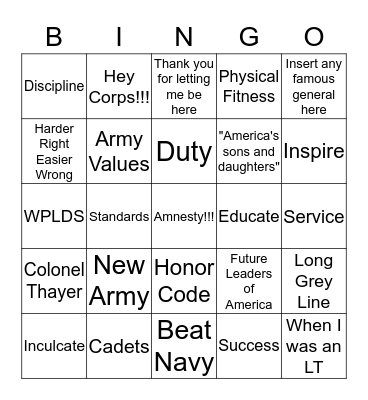 Thayer Dinner  Bingo Card