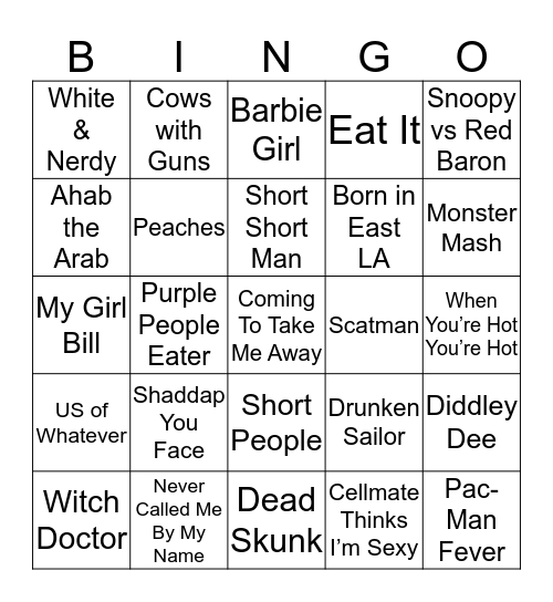 Music Bingo 66-60 Bingo Card