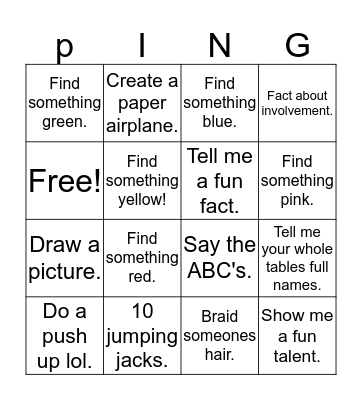 Parent Involvement Nurtures Great Opportunities Bingo Card