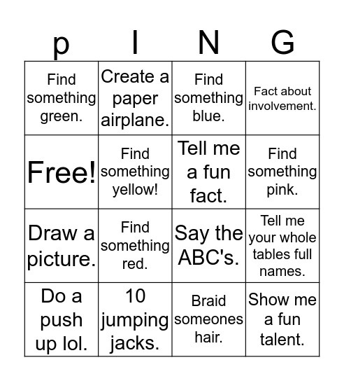 Parent Involvement Nurtures Great Opportunities Bingo Card