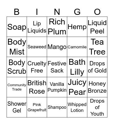 Body Shop Bitchy Bingo Card