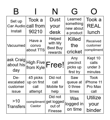 Phone Hub BINGO Card