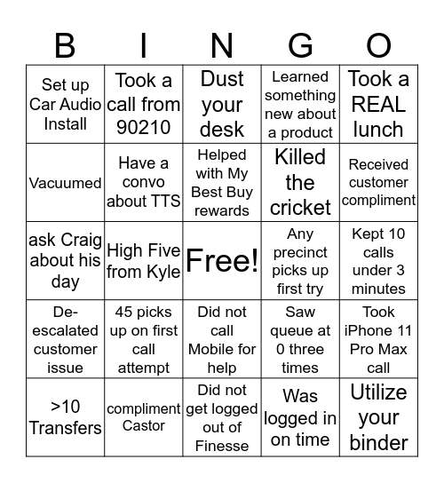 Phone Hub BINGO Card