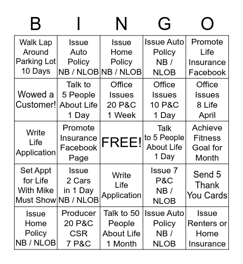 Farmers Insurance - April 2014 Bingo Card