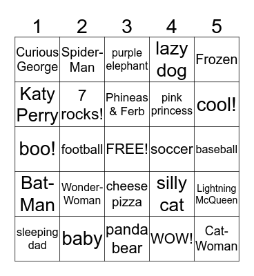 Ally's Birthday -- game 2 Bingo Card