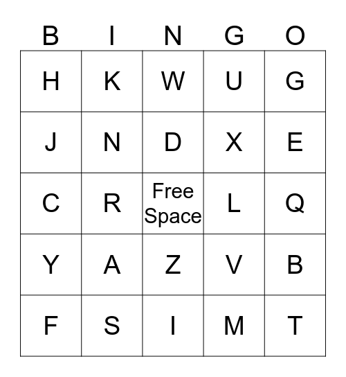 ABC BINGO  Bingo Card