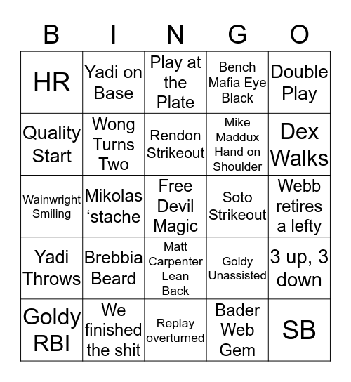 VEB NLCS Bingo Card