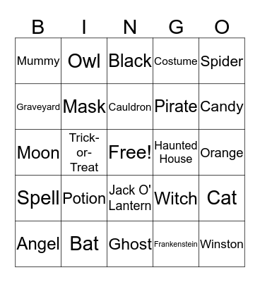 Halloween Bingo Card